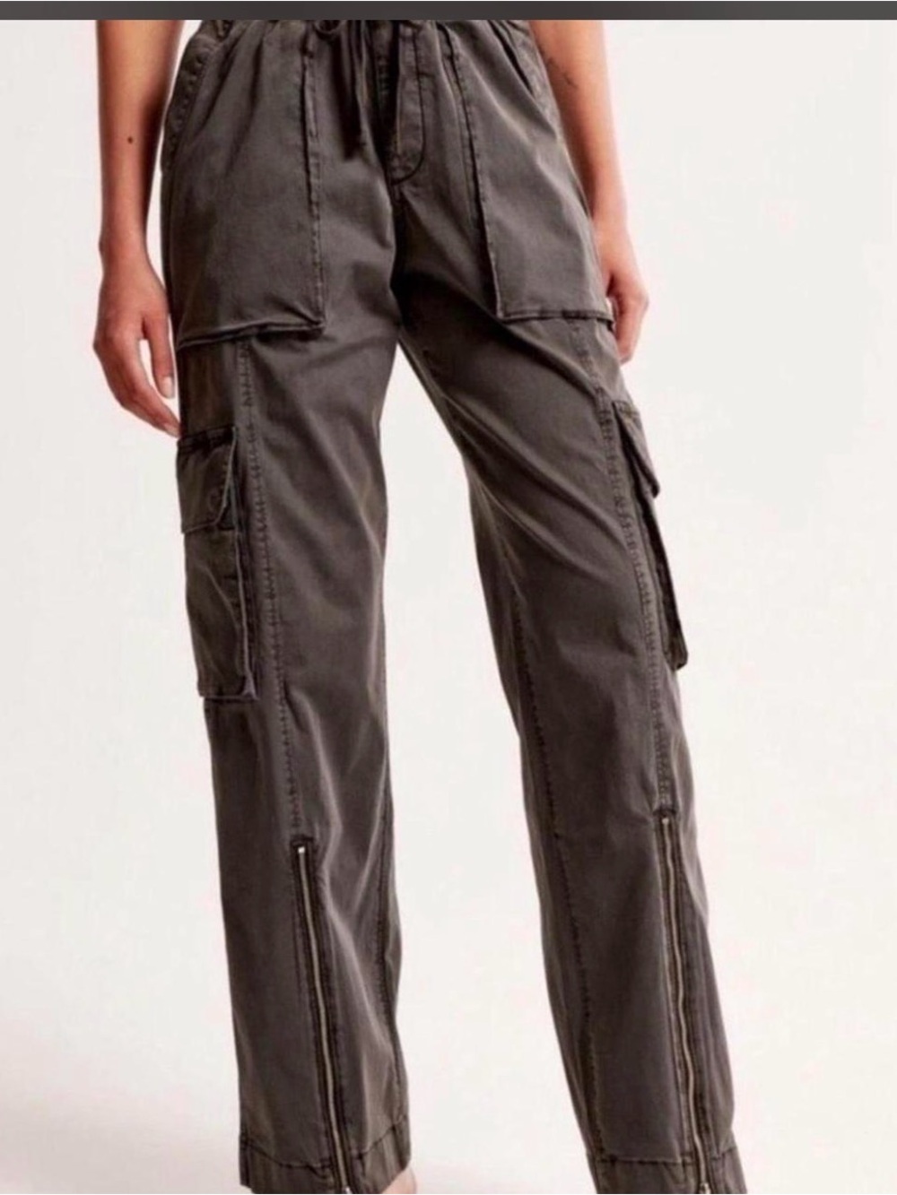 Abercrombie & Fitch Dark Gray Cargo Pants with Ankle Zippers